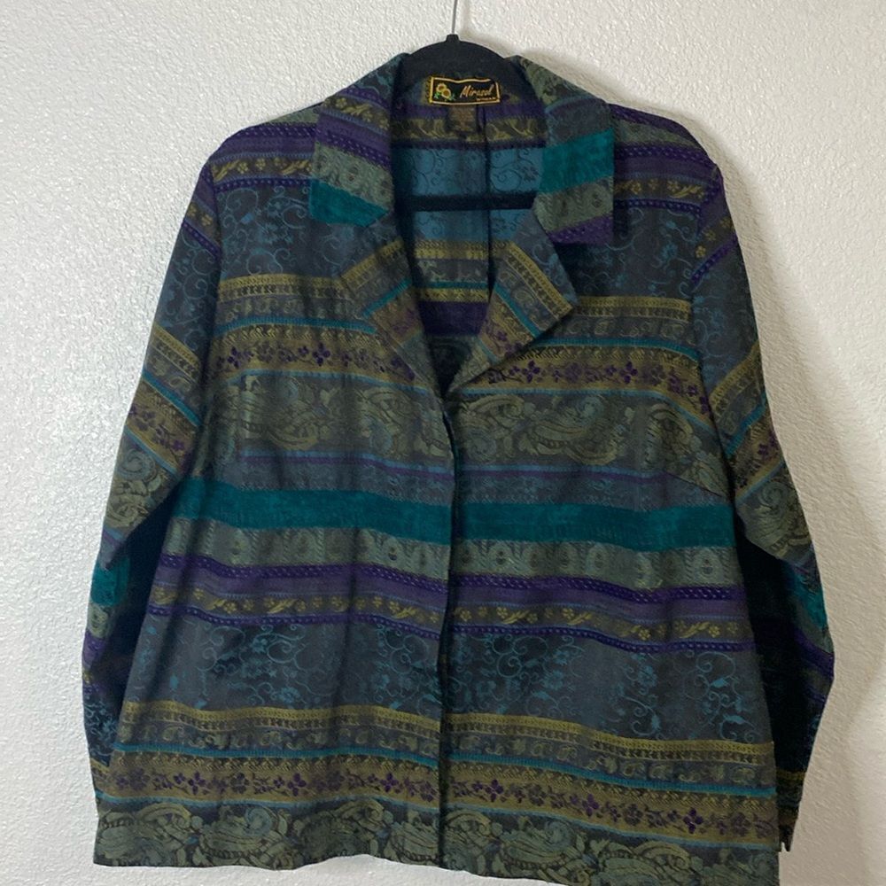 Marisol Woman-Vintage Blazer teal green purple- Size 1X
